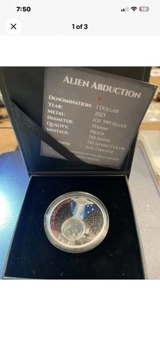 2023- 1oz .999 Silver Proof *ALIEN ABDUCTION* w/New Hampshire Granite- BOX & COA