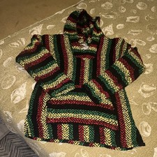 Multicolor Striped Knit Pullover Hoodie Pocket Long Sleeve Men