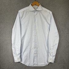 Suitsupply Traveller Shirt Men s 41/17 White Blue Check Slim Fit Dress