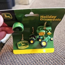 New Enesco John Deere Miniature Holiday Ornaments Hat Tractors 5 Pc