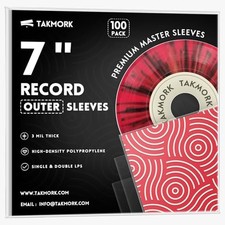 TAKMORK Vinyl Outer Sleeves, 7" 3 Mil Crystal Clear, 100 Pack 100 Pcs