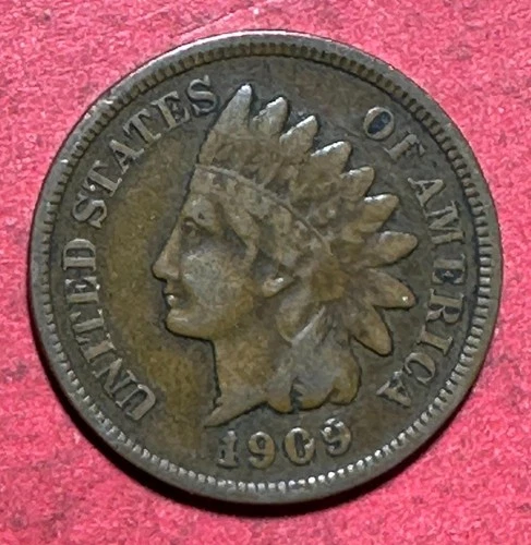 1909 US Indian Head Cent! "LIBERTY" Shows! FINE! Lower Mintage! Old US Coin!