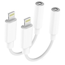Apple MFi Certified Lightning to 3.5mm Headphone Jack Adapter 2 Pack with Mic...