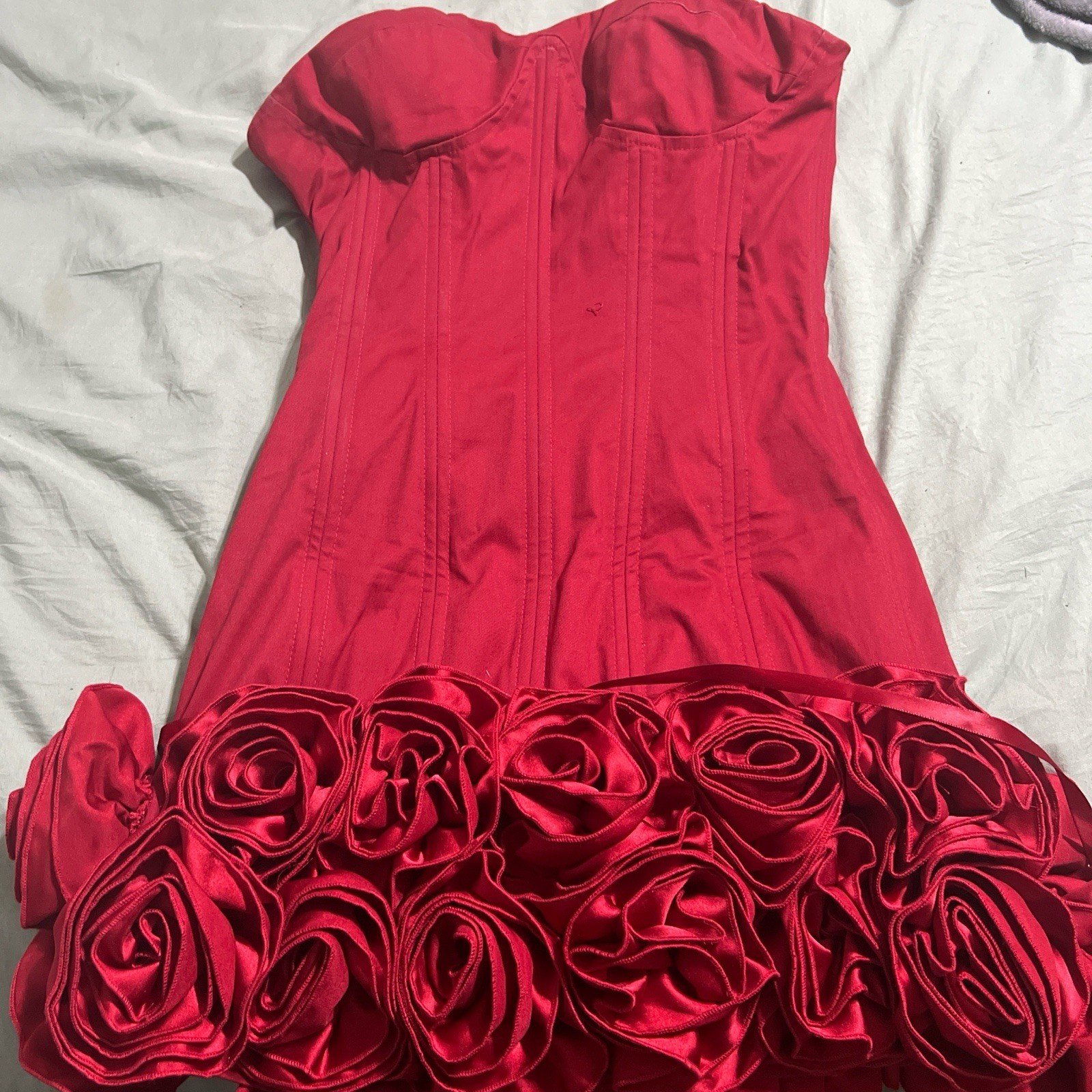 Strapless Flower Mini Dress - image 1