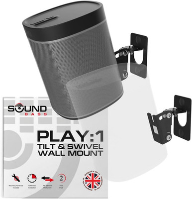 Play 1 Wall Mount, Black, Pair, Compatible with Sonos Play:1 Only, Twin Pack, Ad