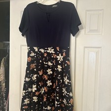 YATHON Women's Vintage Floral Flared A-Line Dress w/pockets- Large