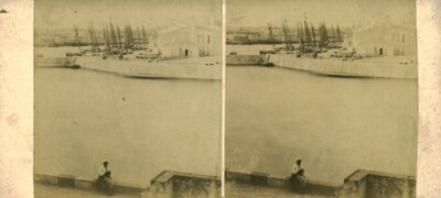 Antike stereoskopische Fotokarte Port des Sables d'Olonne Vendée