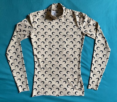 Marine Serre Moon Allover Turtleneck Long Sleeve in Beige