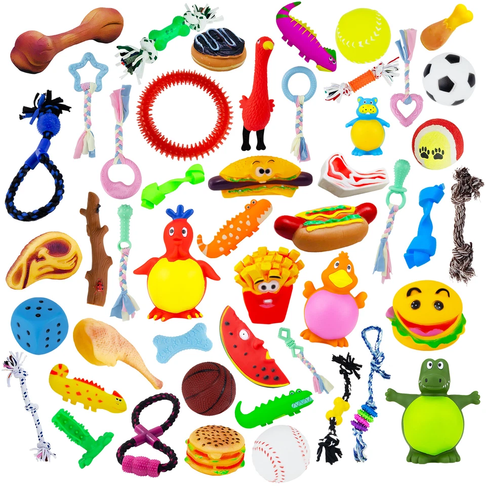 ASSORTED Dog Puppy Pet Toy Rope Chew Squeaky Fetch Ball Training Play Bundle Toy - Image 2 of 3