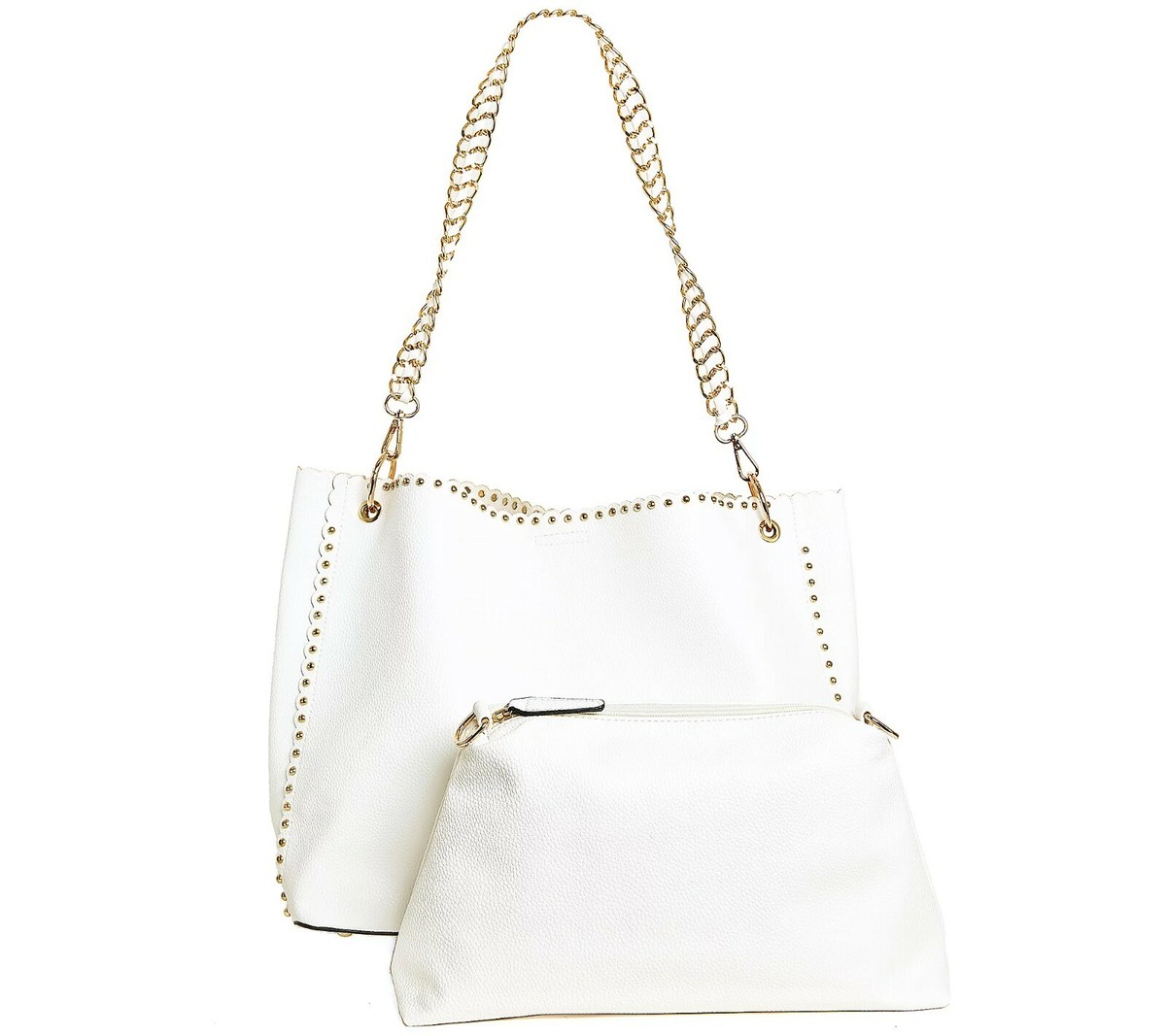 Lisi Lerch Chain Strap Tote Bag AND zip pouch Lindsey White $100
