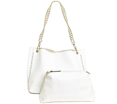Lisi Lerch Chain Strap Tote Bag AND zip pouch Lindsey White