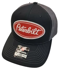 Peterbilt Red Patch on Richardson 112 Trucker Hat Snapback Black/Charcoal