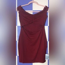 NWT ASOS Knot Front Off Shoulder Mini Dress in Oxblood Red - Size 8