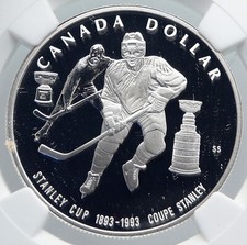 1993 CANADA ICE HOCKEY Stanley Cup Variations Proof Silver $1 Coin NGC i89316