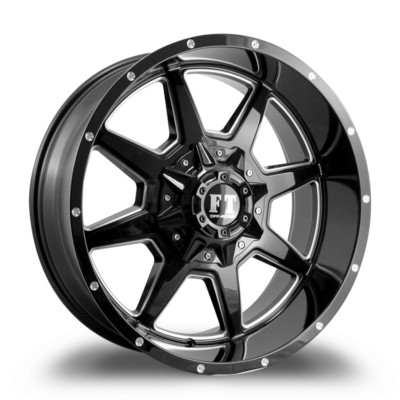 20x10 Full Throttle FT2 Torque Gloss Black Milled Wheels 6x135 / 6x139.7 +0mm