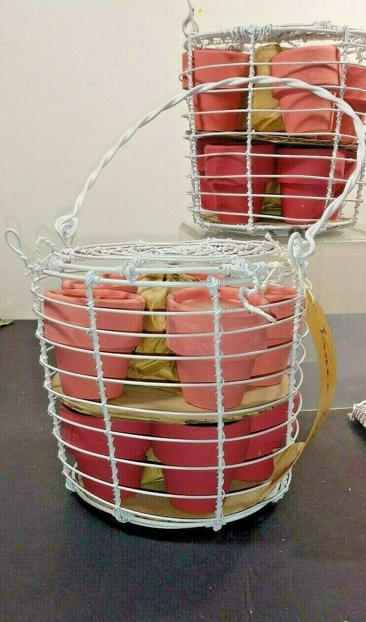 10 PACK VANCE KITIRA TERRACOTTA VOTIVE CANDLES WIRE BASKET NWT eBay