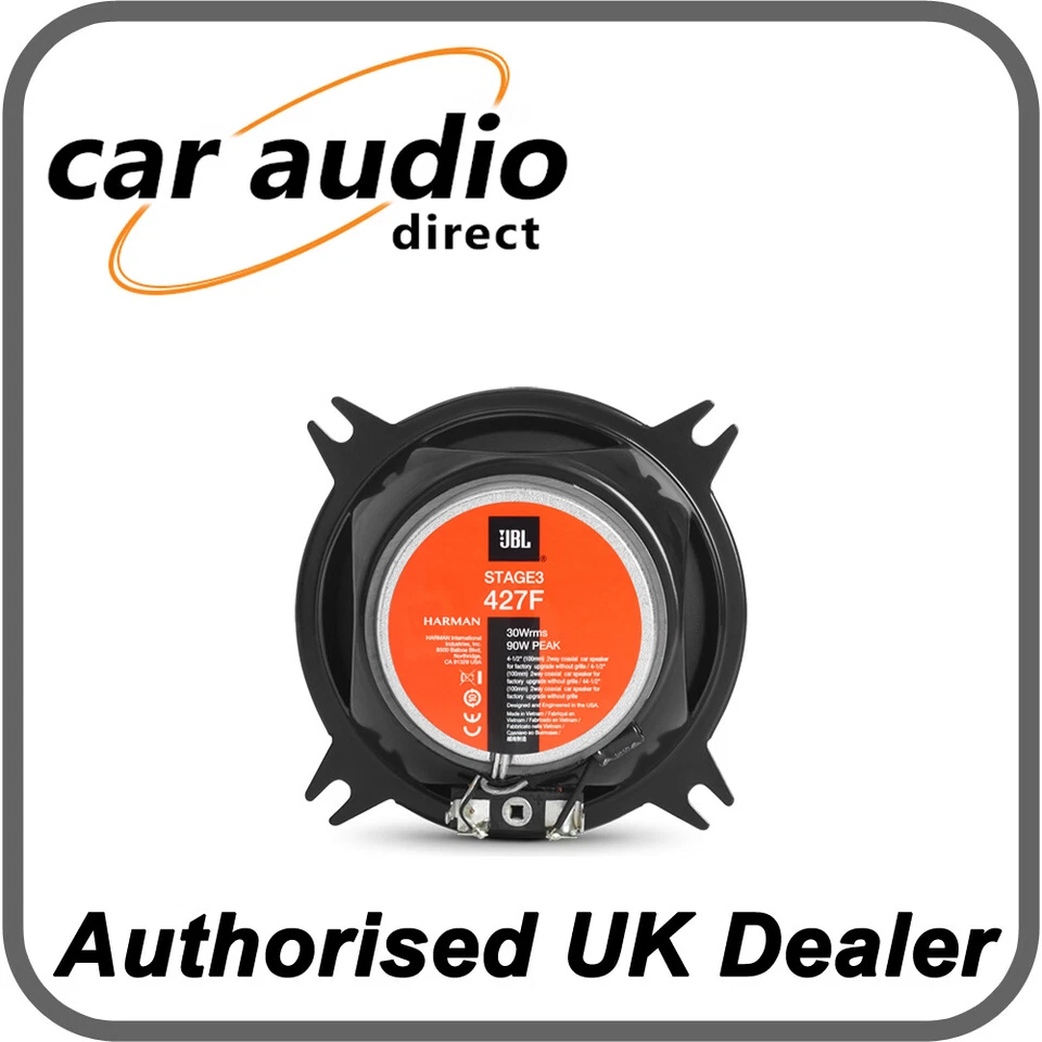 JBL STAGE3 427 4" 10cm 2 Way 150 Watts Coaxial Car Shelf Speakers Grills - Image 2 of 4