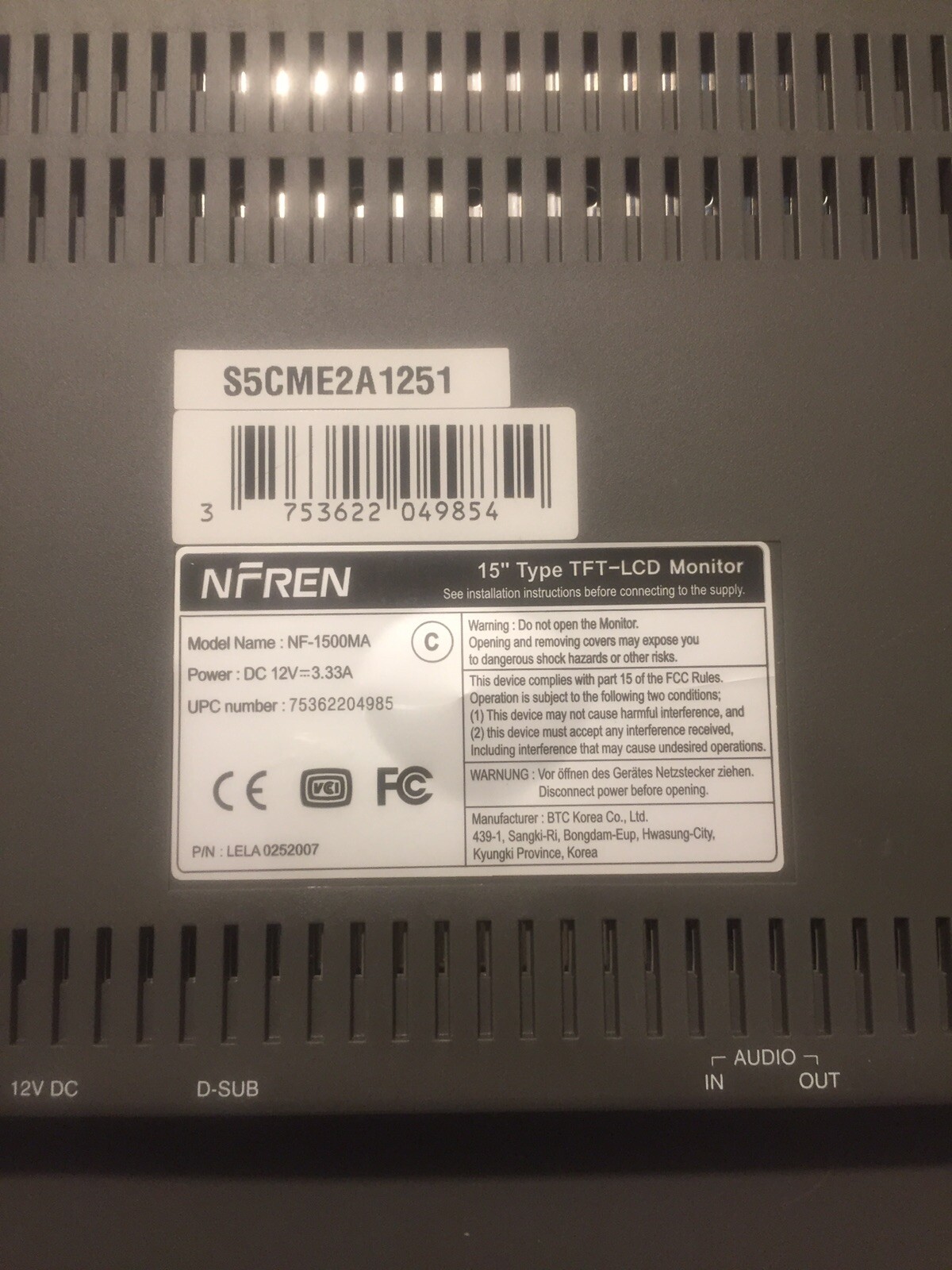 15 tft lcd monitor manual supplier