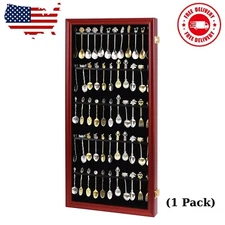 60 Souvenir Tea Spoon Display Case Collection Collector Rack Wall Mount Wooden