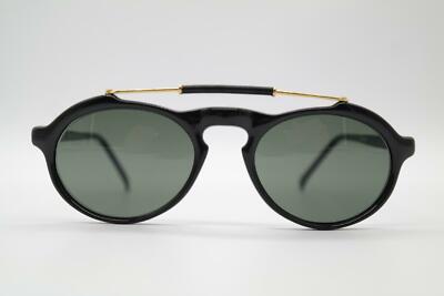 Vintage Marion Ramm 34/908S black gold oval sunglasses eyewear NOS