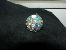 Vintage Pendant 14k spun Gold w Cloisonne Turquoise Asian Theme Design Jewelry