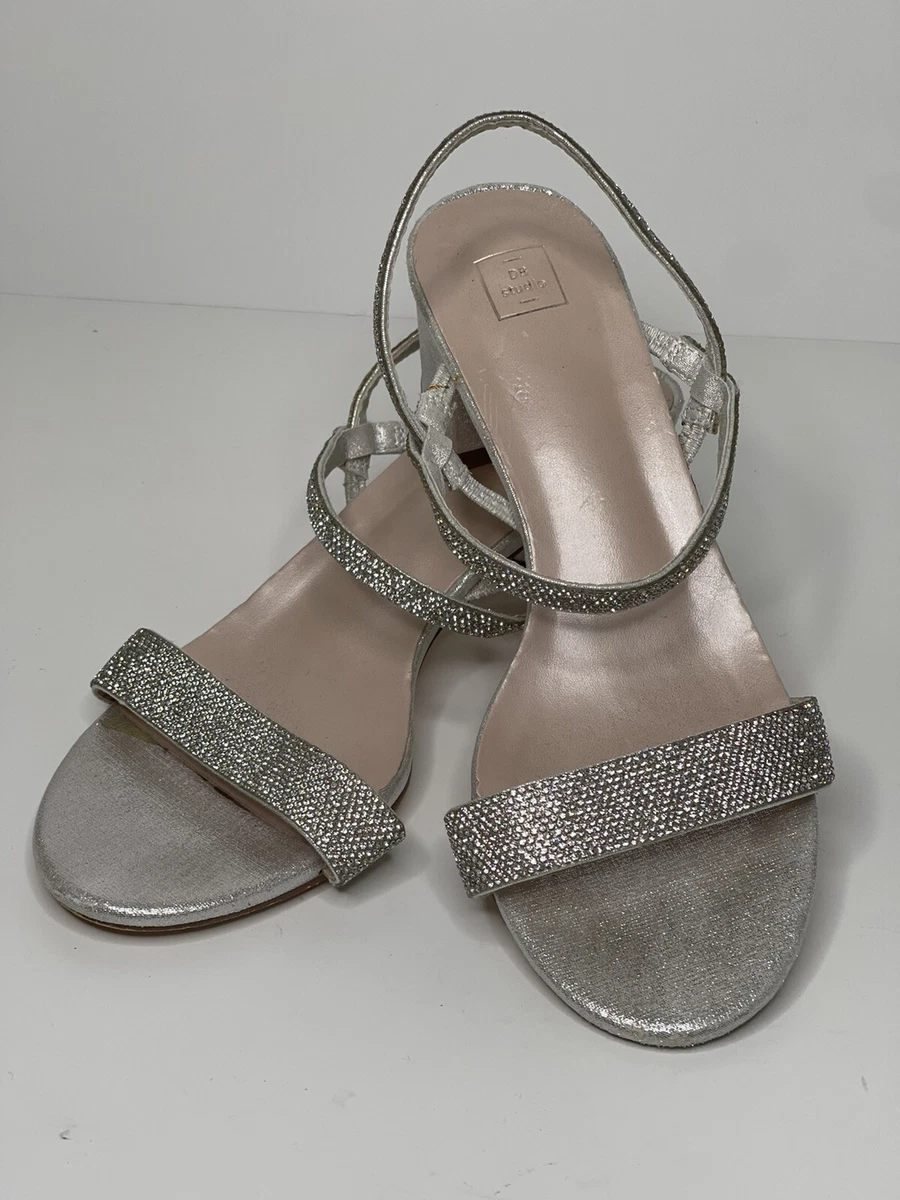 Silver crystal sandals hot sale