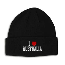 Patch Beanie for Men & Women I Love Australia Winter Hats Acrylic Skull Cap Hats