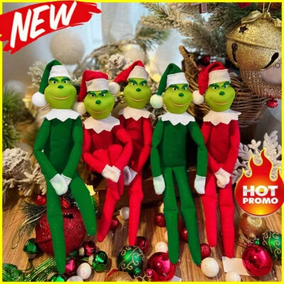 32cm Grinch On Shelf Plush Doll Toy Ornaments Christmas Tree Decor Pendant DIY