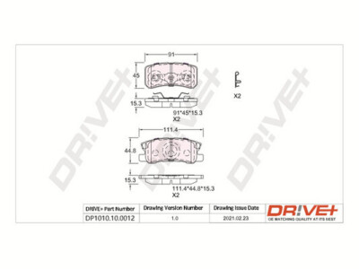 DR!VE+ DP1010.10.0012 BRAKE PAD SET, DISC BRAKE REAR AXLE FOR CHRYSLER CI