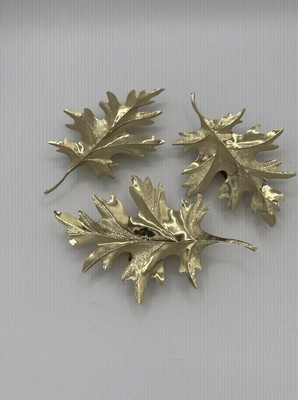 VTG Spiegel Catalogue MCM Brass Metal Leaves Wall Accents Set of 3 Autumn Nature