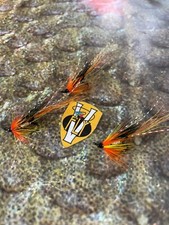 V Fly size 14 Signature Silver Cascade Treble Salmon Flies Black & Silver Hooks