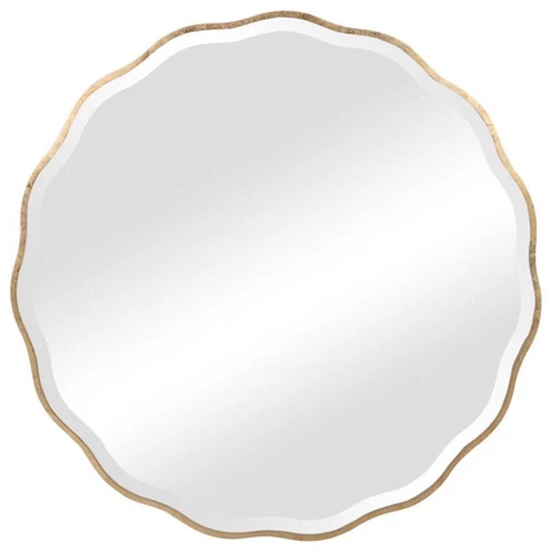 Uttermost Aneta Round MDF Wood and Glass Mirror in Aged Gold - Picture 1 of 8