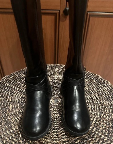 Kinder Place Mädchen hohe Stiefel schwarz mit Schnalle Größe 1 seitlicher Reißverschluss Kunstleder - Bild 10 von 18