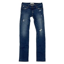 Abercrombie Kids Girl's Blue Denim Distressed Skinny Jeans Size 16 Stretch