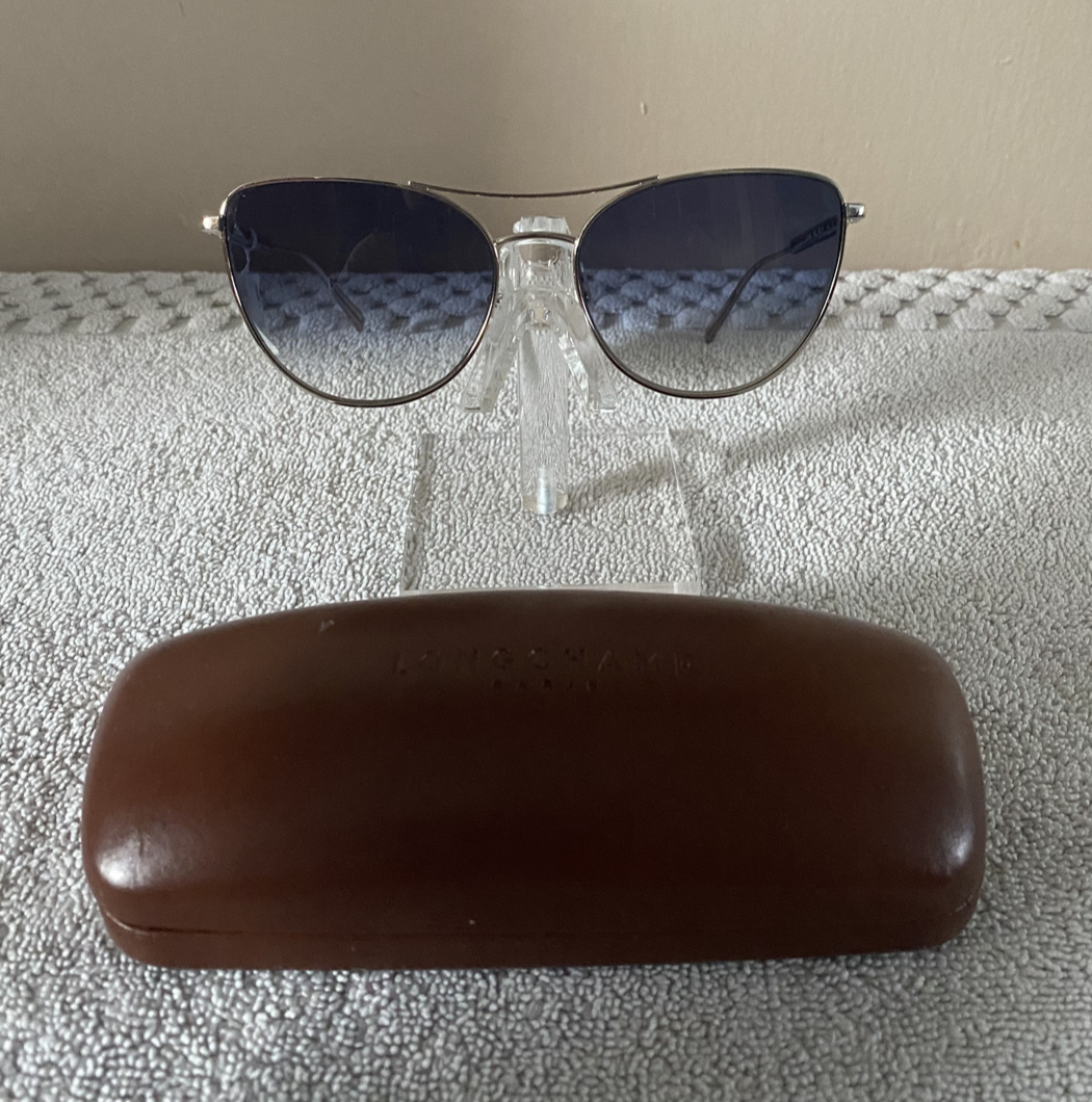 Longchamp Sunglasses LO1345 Silver and Blue Butterfly w  display picture 1