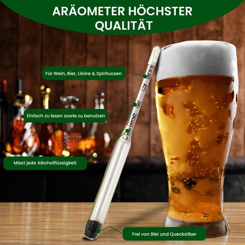Alkoholmeter Aräometer Alkoholmesser Vinometer Mostwaage Refraktometer Alkohol - Bild 4 von 7