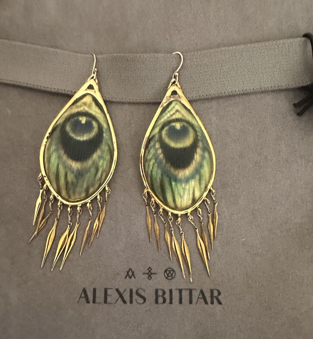 100% Authentic Alexis Bittar Peacock Lucite Fring… - image 12