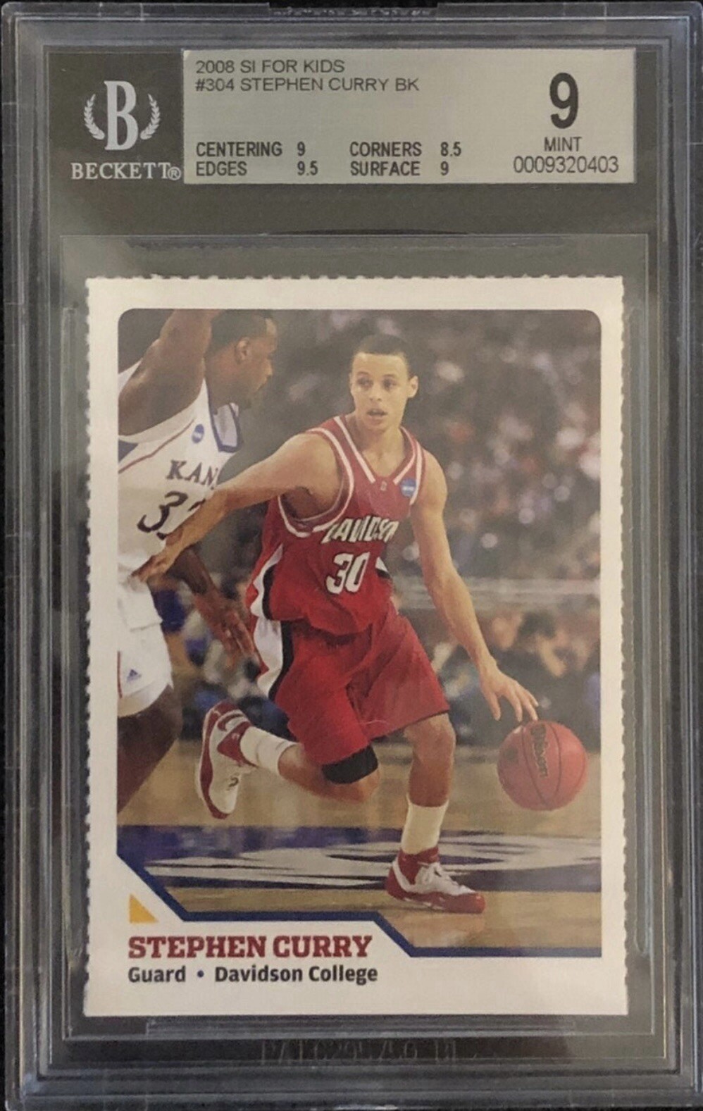 2008 Sports Illustrated Kids SI for Kids Stephen Curry #304 BGS 9 Mint, 9.5 Sub