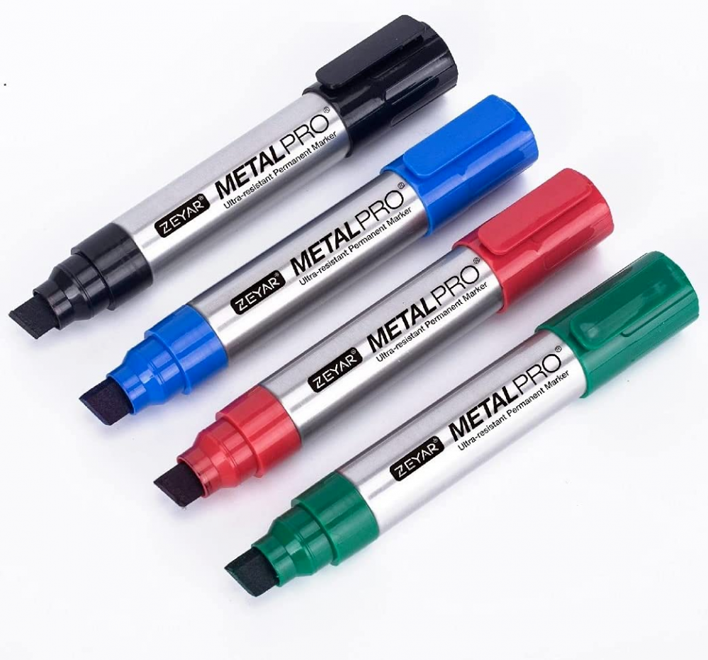 ZEYAR Permanent Markers, JUMBO Size, Aluminum 12 mm, Black, Blue