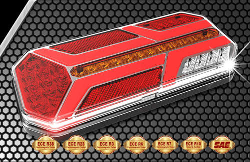 2x Fanali Posteriori LED SX/DX con Freccia Dinamica 12V/24V Omologati Camion - Foto 2 di 12