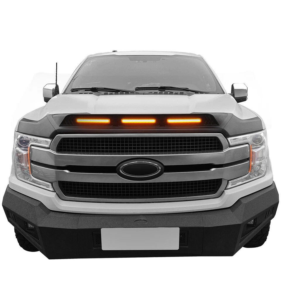 Hood Protector Stone Shield Bug Deflector w/LED Lights For Ford F150 2015-2020 Foto 2 de 4