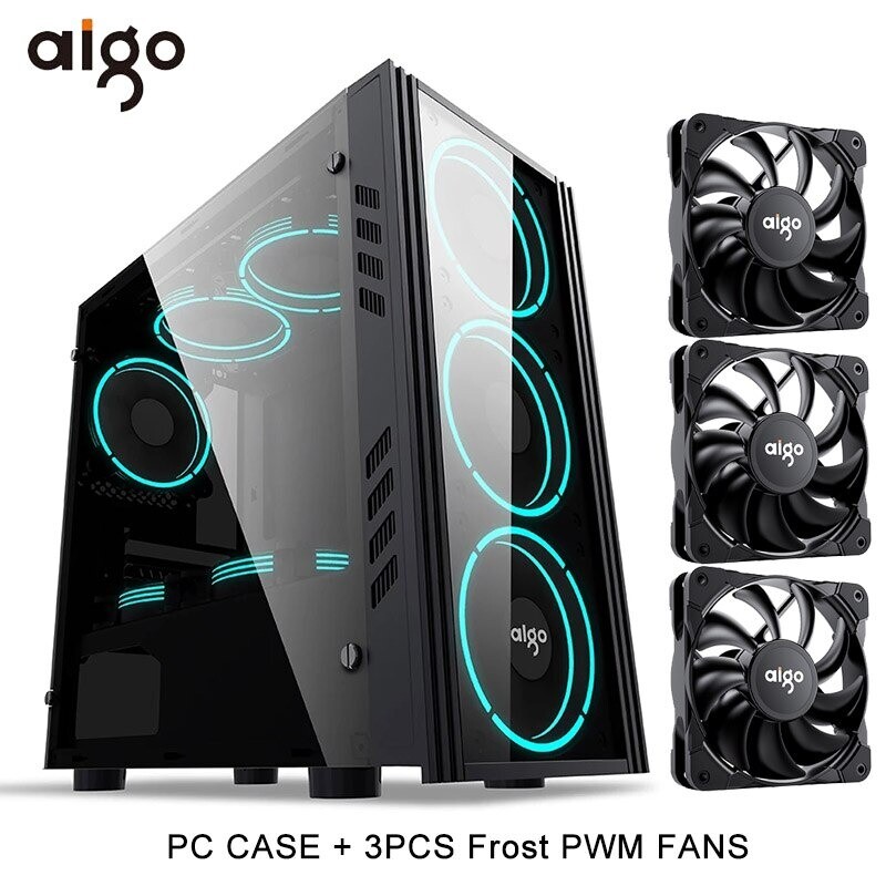Aigo PC Gaming Case ATX Tower Computer Case with 120mm PWM/ARGB