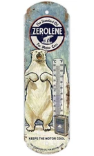 NEW! Gas & Oil ZEROLENE Indoor Outdoor Metal Tin 17" Thermometer Nostalgic 40267