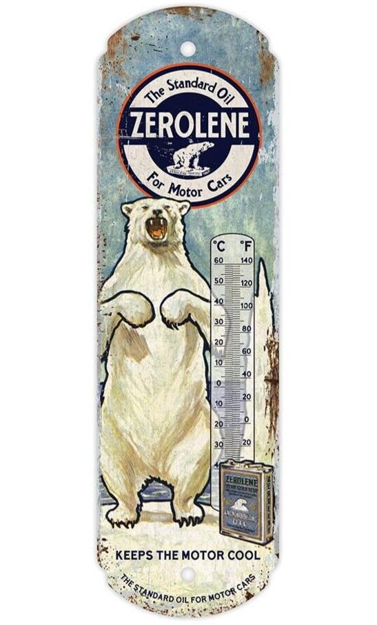 NEW! Gas & Oil ZEROLENE Indoor Outdoor Metal Tin 17" Thermometer Nostalgic 40267