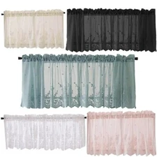 ModernLace Jacquard WindowCurtain Valance Lace Hem Coffee ShortCurtain Cabinet 