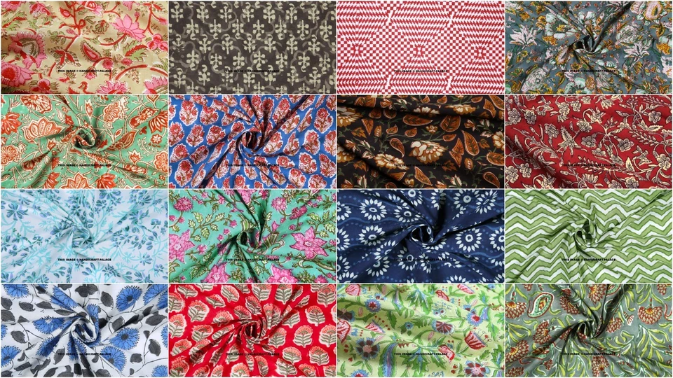 Indian Hand Block Print Dress Making Fabric Sanganeri Cotton Fabric By the Meter - Image 1 of 1
