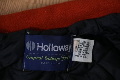 VINTAGE 1986 M COLLEGE VARSITY JACKET BLUEBONNET BOWLS! HOLLOWAY! TEXAS - ORANGE - Picture 10 of 10
