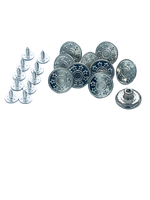 10 JeansknöPfe Hosenknopf Ohne NäHen Messing Silber 8Sterne 17 Mm Ersatzknopf