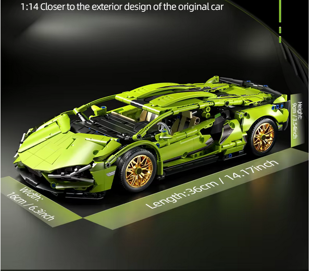 kit di costruzioni con box Lamborghini 16 cm x 36 cm Auto sportiva da corsa