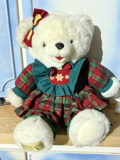 Kmart Snowflake Teddy 1996 Plaid Dress Christmas Plush Vintage